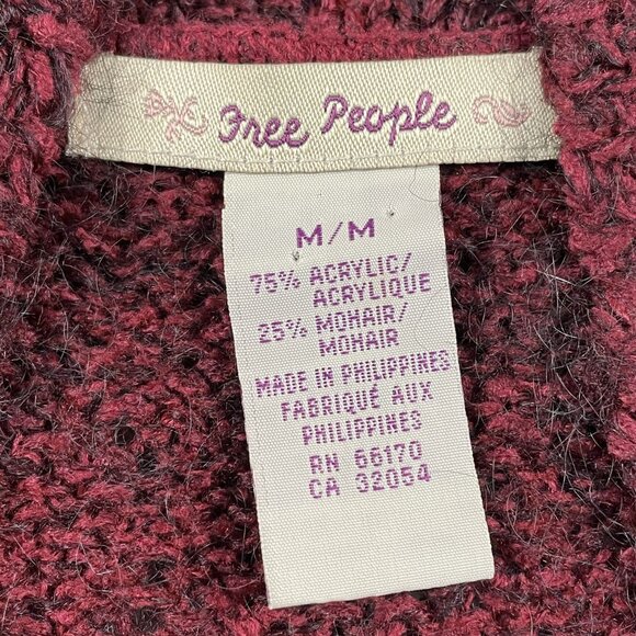Free People Long Cardigan Sweater Womens Medium Red Mohair Blend - Picture 6 of 7